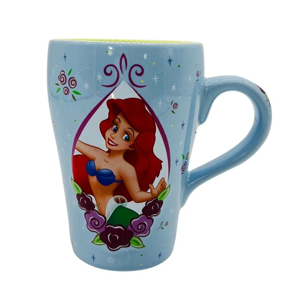Disney The‎ Little Mermaid Coffee Tea Cup Mug Blue Purple Microwavable Floral